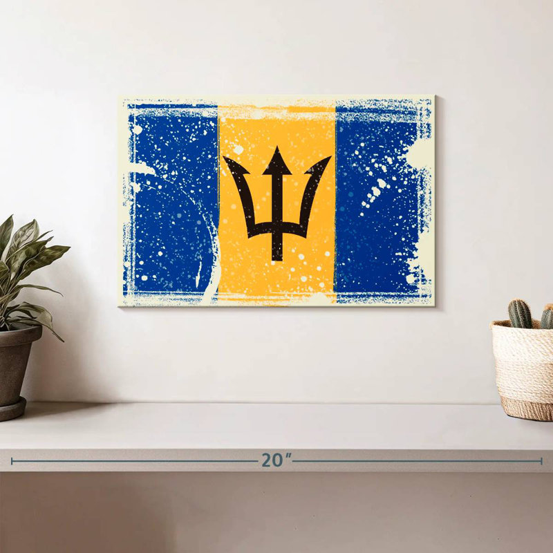 Borges Splattered Barbados Flag, 8" H x 12" W
