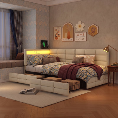 Upholstered Daybed with Drawer Storage