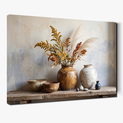 Tableau sur toile de style rustique vintage, nature morte florale séchée, idéal pour le salon ou la chambre. Décoration murale pour le salon ou la chambre.