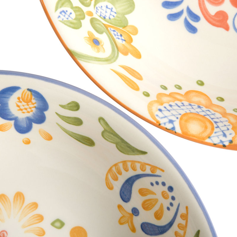 Hand Painted Dinnerware Set, 2-Piece Dinner Bowl Set (8.9"), Assorted