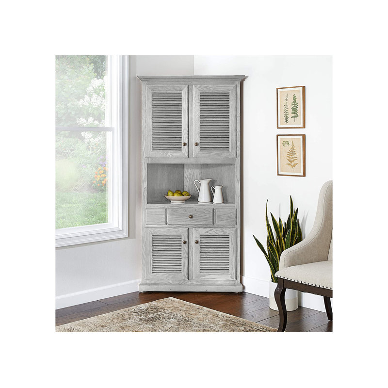 Bahut de coin Classic Oak, Blanc brillant