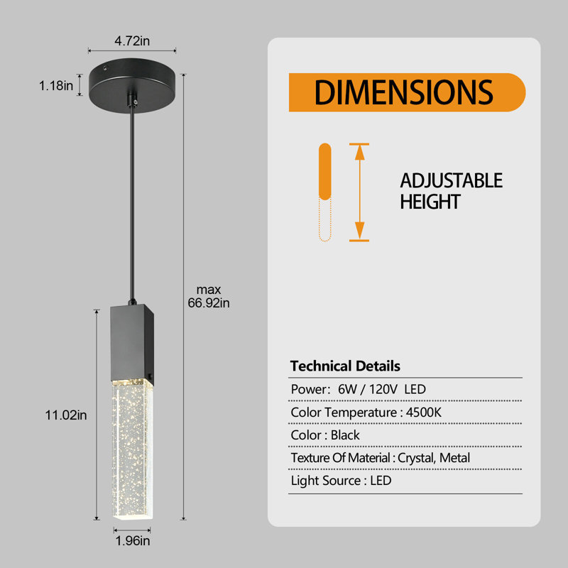 Modern Crystal Pendant Lights (2 Pack)