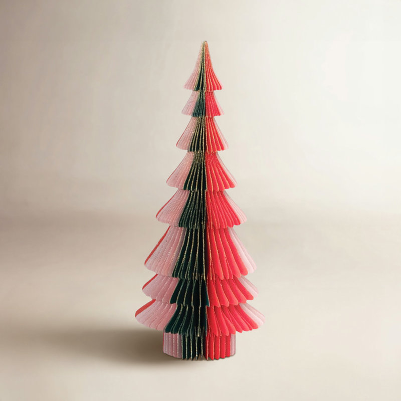 Handmade Paper Folding Honeycomb Tree With Gold Glitter Edge