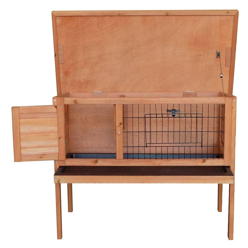 RAISED PET HUTCH NATURAL WOOD