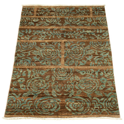 One-of-a-Kind 3'10" X 5'7" New Age Wool Area Rug in Dark Brown
