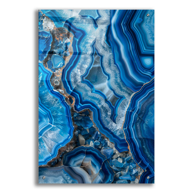  «Glow Of Blue Quartz» par Svetlana Aleynikova, art mural en verre acrylique, 24 po x 36 po