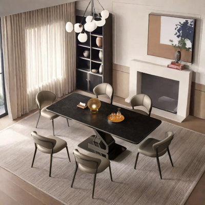 Simple modern rock plate dining table and chair
