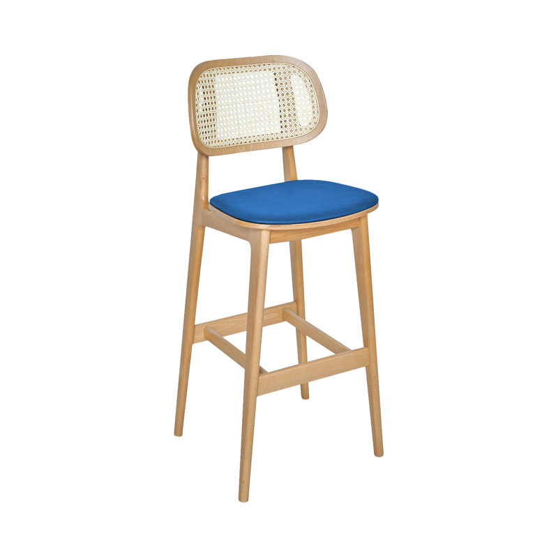 Tabouret 30 "Emma Cane, Brun clair, Bleu