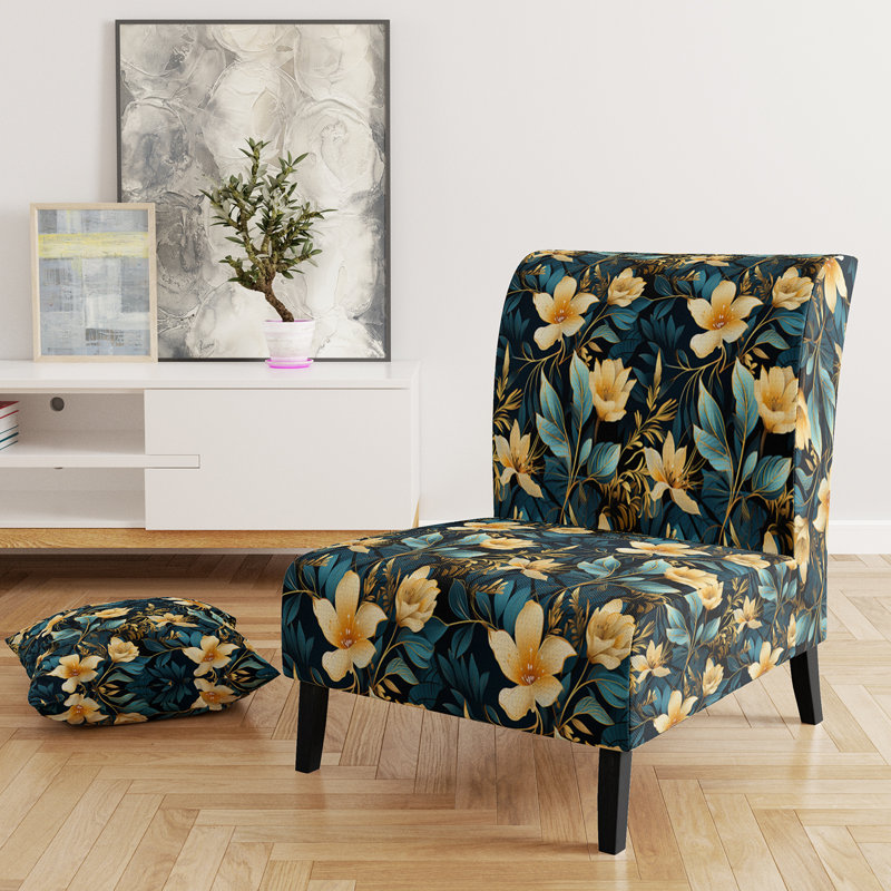 Fauteuil de chambre rembourré C, Motif de crépuscule tropical Ii I