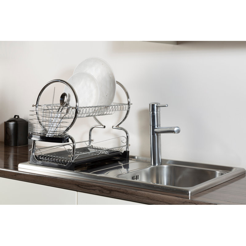 2 Tier Dish Drainer with Tray, Black