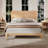 Mid-Century Modern Queen Size 12 Inch Bamboo Wood Platform Bed With Wood Slat Metal Support, No Box Spring Needed, Easy Assembly, Natural-649038831-649038827