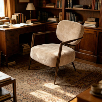 Chaise d'appoint moderne avec structure en métal, chaise d'appoint rembourrée en tissu Softy, fauteuil de détente confortable Mid-Century pour salon, coin lecture, chaise d'invité de loisirs simple (1pc)