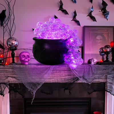 Figurine d'Halloween en forme de bocal à bonbons mauve, nécessite 3 piles AAA, piles non incluses
