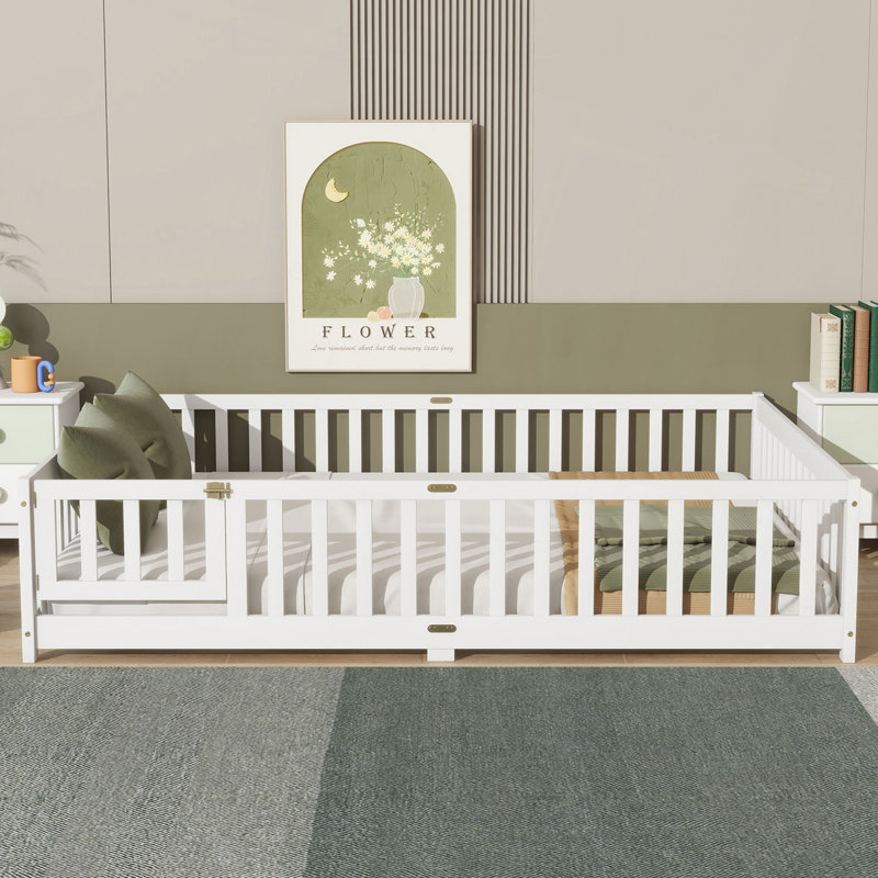 Lit en bois avec clôture, Blanc