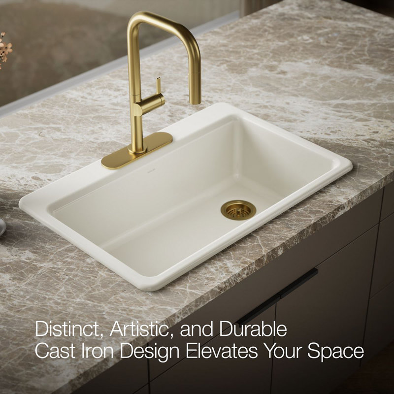 Riverby 33" Top-Mount Single-Bowl Kitchen Sink, 3 hole, Biscuit
