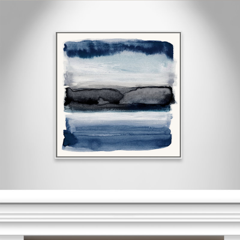 Collection Sky «Navy Sky II» par Nan, Cadre flottant blanc, H 37,5 po x l 37,5 po