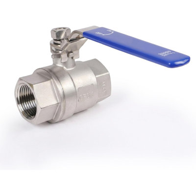 1 Inch Stainless Steel Ball Valve Full Port 2-Piece Heavy Duty Valve with Blue Vinyl Locking Handle, 2000 WOG