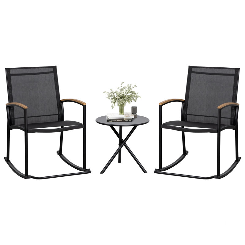 Ensemble de patio à bascule extérieur pour 2 personnes Brianni, Noir
