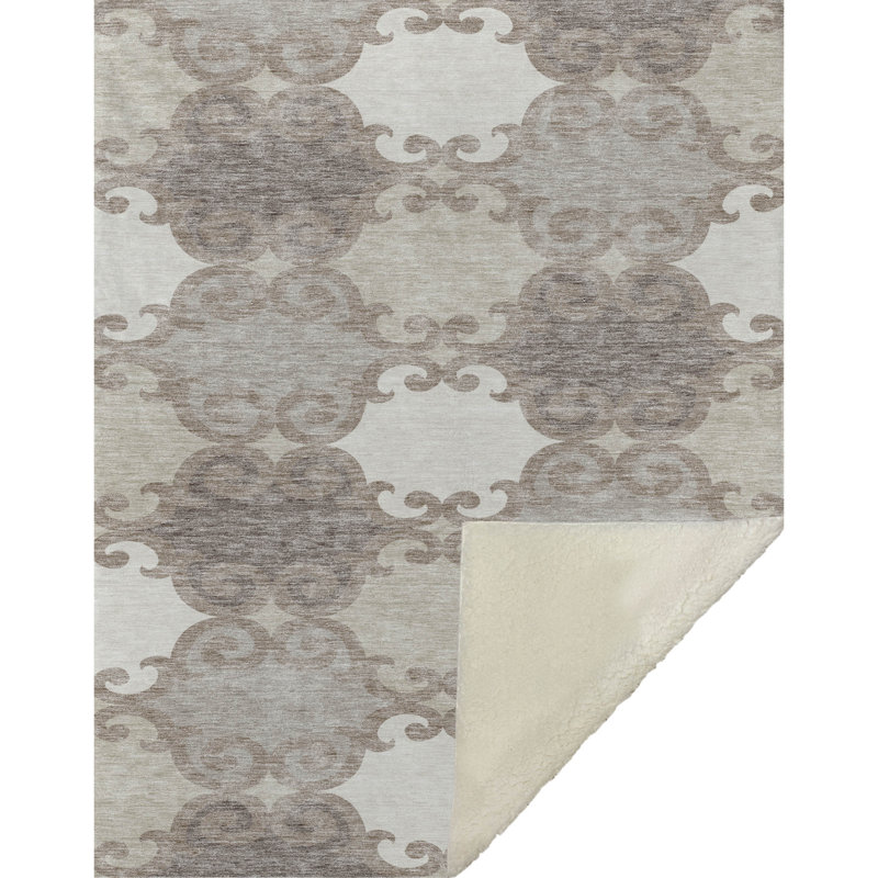 Jeté en laine Sherpa ASB883 Addison, Taupe