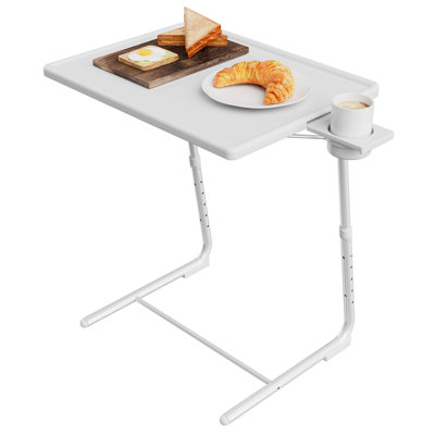 Table de bout pliante réglable et multifonctionnelle - plateau télé polyvalent avec 6 réglages de hauteur et 3 angles d'inclinaison