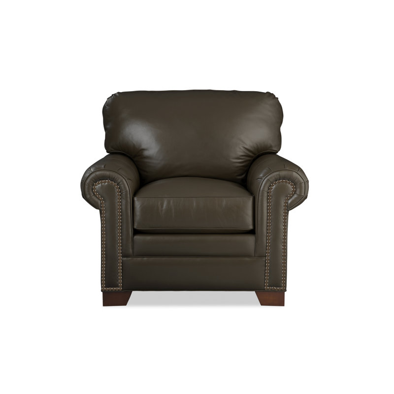Copola Upholstered Armchair, Brown Genuine Leather