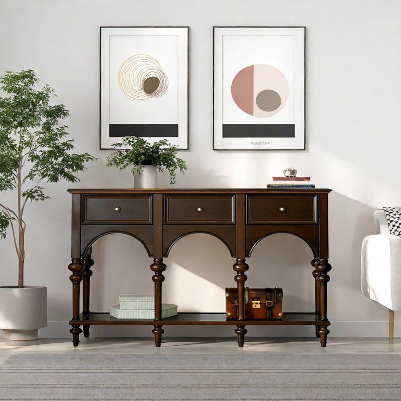 Console rétro minimaliste, H 36,22 po x l 55,12 po x P 13,78 po