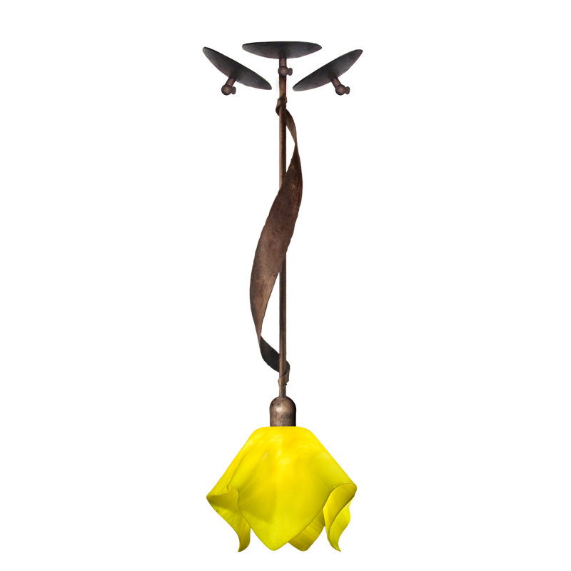 Luminaire suspendu Sapin, Brun avec décorations brunes, Jaune canari