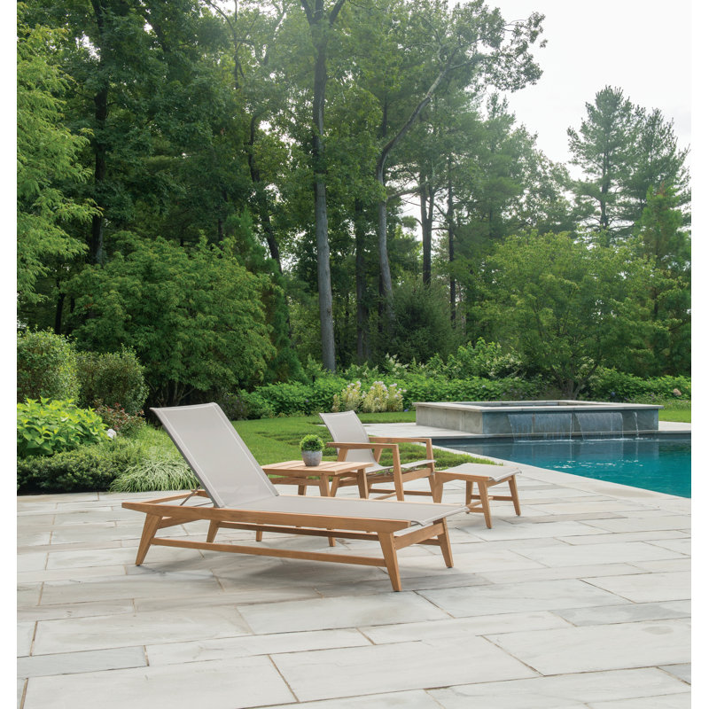 Marin Outdoor Teak Chaise Lounge, White