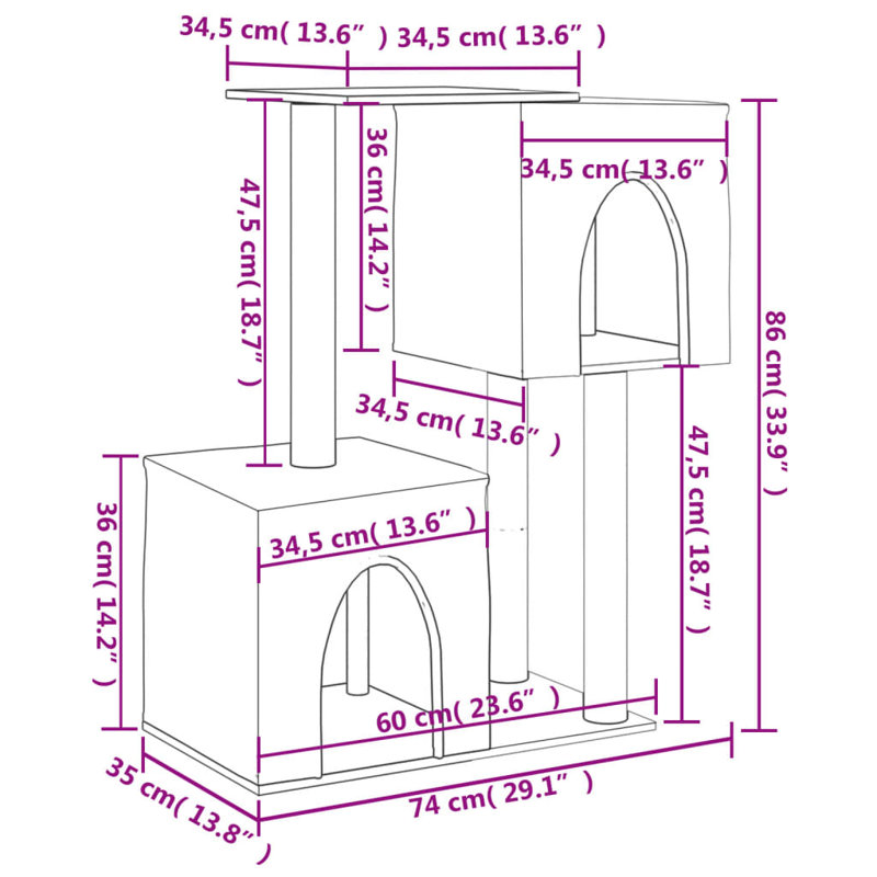 86cm H Cat Tree, Cream