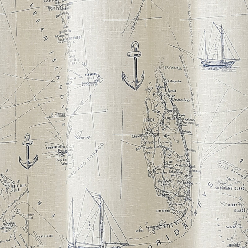 Caribbean Sea 100% Cotton Single Shower Curtain