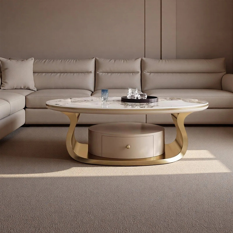 Table basse de luxe minimaliste et légère, H 16,53 po x L 47,24 po x l 27,55 po, Doré
