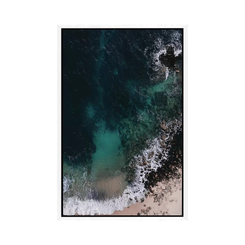 Emerald Green Ocean by Ingrid Beddoes - Print on Canvas, 66.04 cm H x 45.72 cm W, White Framed