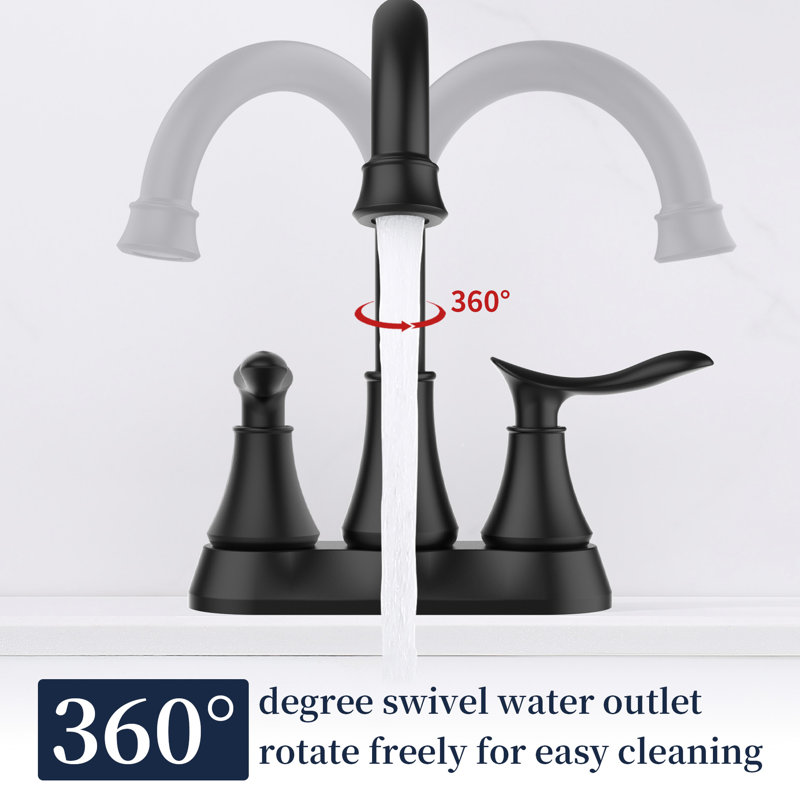 Robinet de salle de bain noir mat 4 pouces - 2 avec tuyaux d'alimentation et drain escamotable terni, rouille, pour lavabo