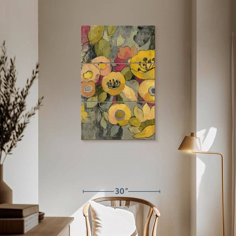 Duo floral jaune Avery II, H 57 po x l 36 po
