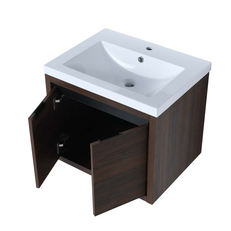 Meuble-lavabo simple 23,6 po avec plateau Vojin, Noyer de Californie