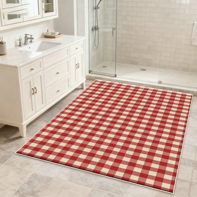 Tapis à carreaux rouge et blanc à carreaux rouge et blanc, Rectangle 3 pi 4 po x 5 pi 4 po