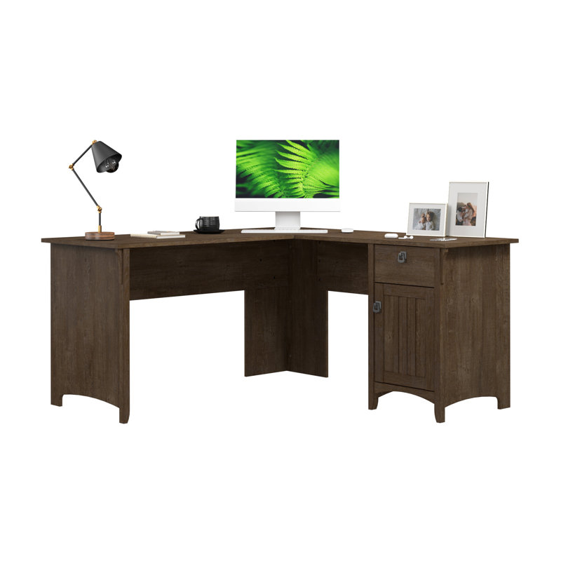 Bureau en L 60 W avec rangement brun cendré, Brun cendré