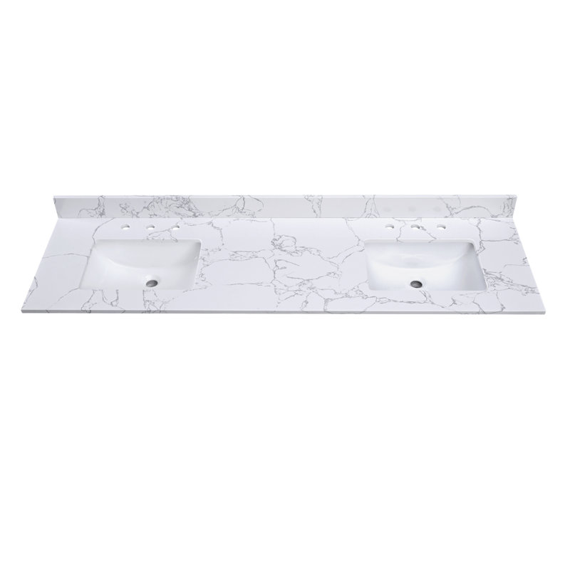 73'' Engineered Stone Double Bathroom Vanity Top with Sink