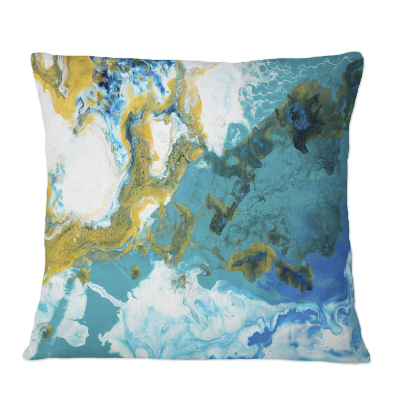 Coussin bleu et blanc liquide Art Waves IIII - Modern Printed, 18 po x 18 po