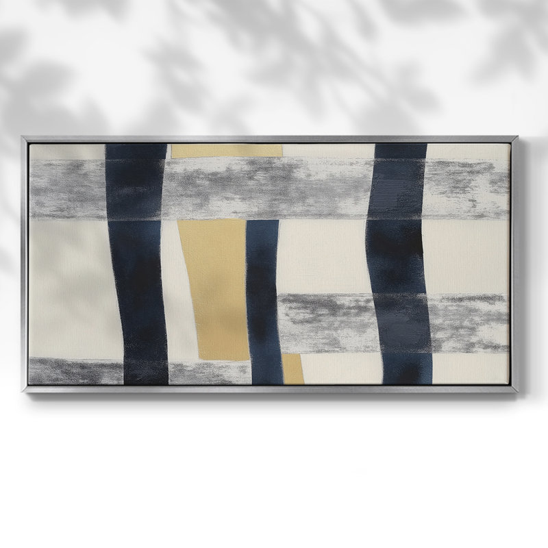 Série abstraite-DCCXCIV- Toile tendue avec châssis tendue, prête à être accrochée, Argent argent, H 21 po x l 41 po
