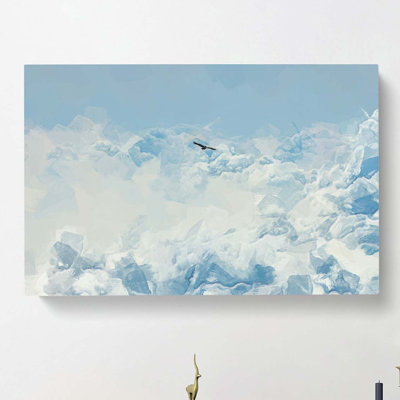 Bird Through the Clouds in Abstract - Wrapped Canvas