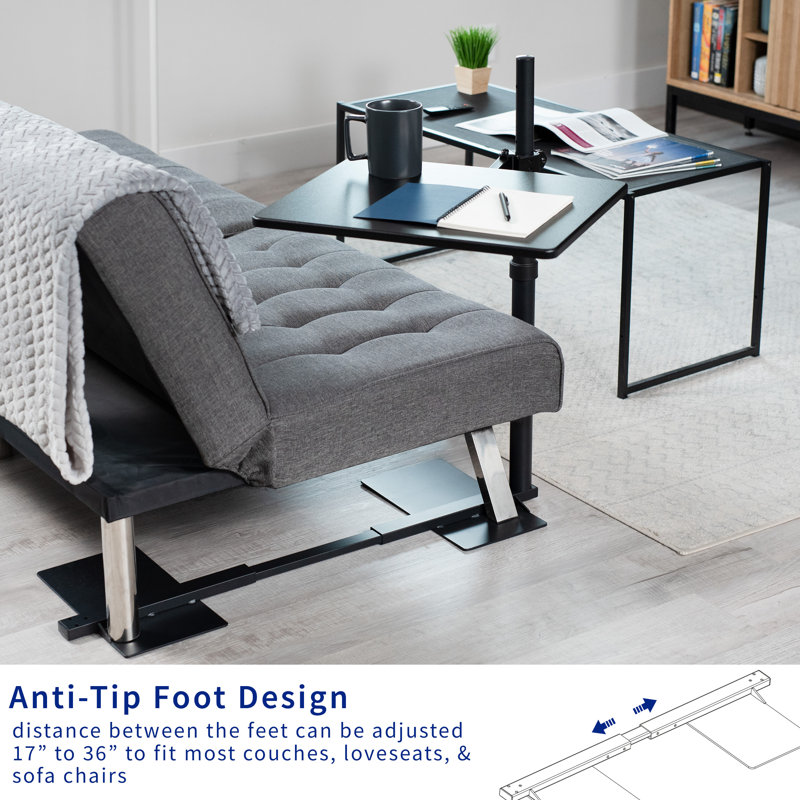 Black Adjustable Height Over Couch Swivel Laptop Desk