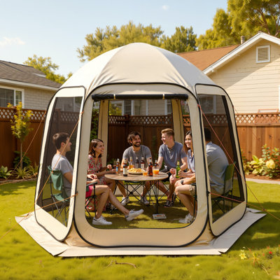 Tente moustiquaire 10 x 9,2 pi, tente moustiquaire pour 4 à 8 personnes, toile moustiquaire portative avec sac de transport, côtés de filet, piquets de sol, pour le jardin, le patio, la cour arrière, activités de plein air