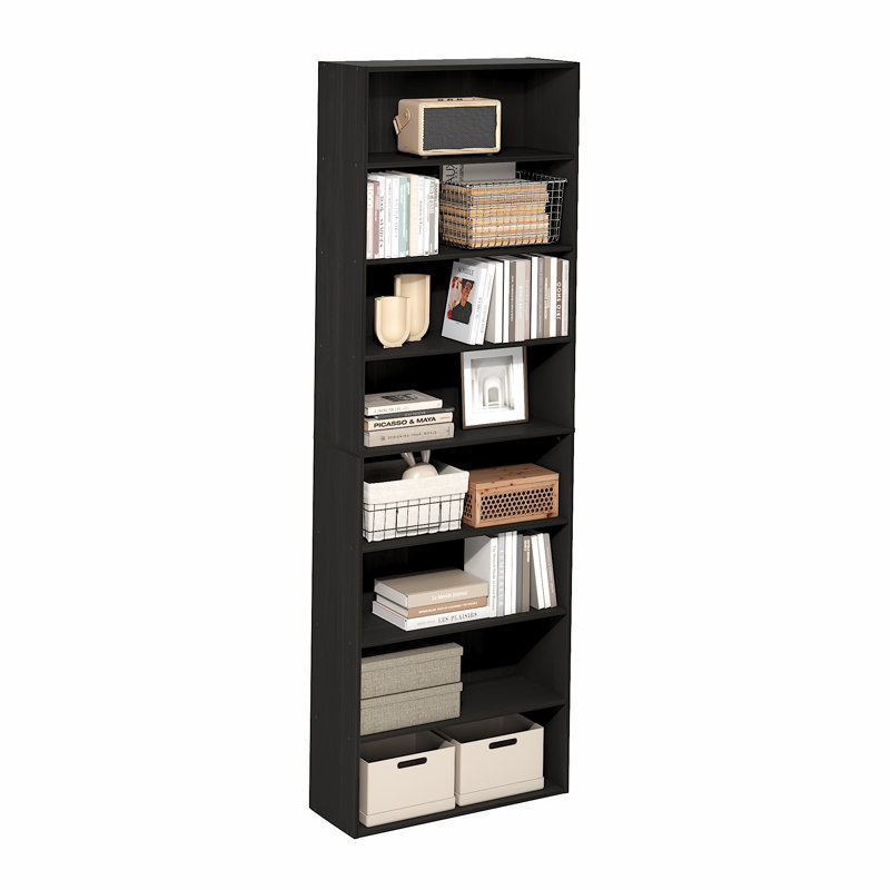 Bibliothèque à 8 niveaux Kyngsten, bibliothèque, organisateur de rangement, 12 x 24 x 71, pin ambre, Bois de pin ambré