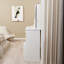 29.2-Inch Left Drawer Desktop Dressing Table + Padded Stool,Extra Large Right Sliding Mirror-1511732935
