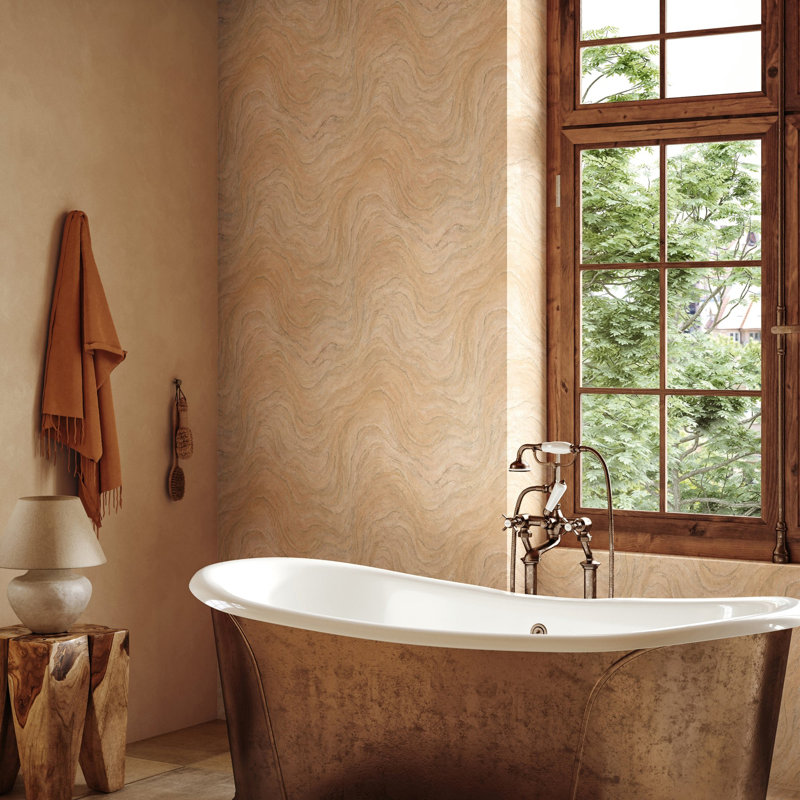 The Bricks and More Marble optic 10.05m x 53cm Matte Wallpaper Roll, Yellow