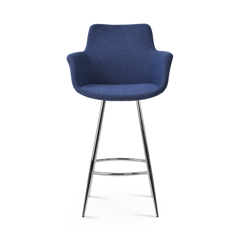Bottega Galata Counter & Bar Stool, Chrome, Bar Stool (29" Seat Height), Black