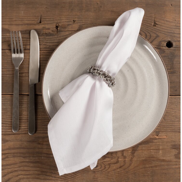 KAF Home Feast Dinner Napkins,Set of 12 Oversized, Easy-Care, Cloth Napkins, 18 x 18 in., White