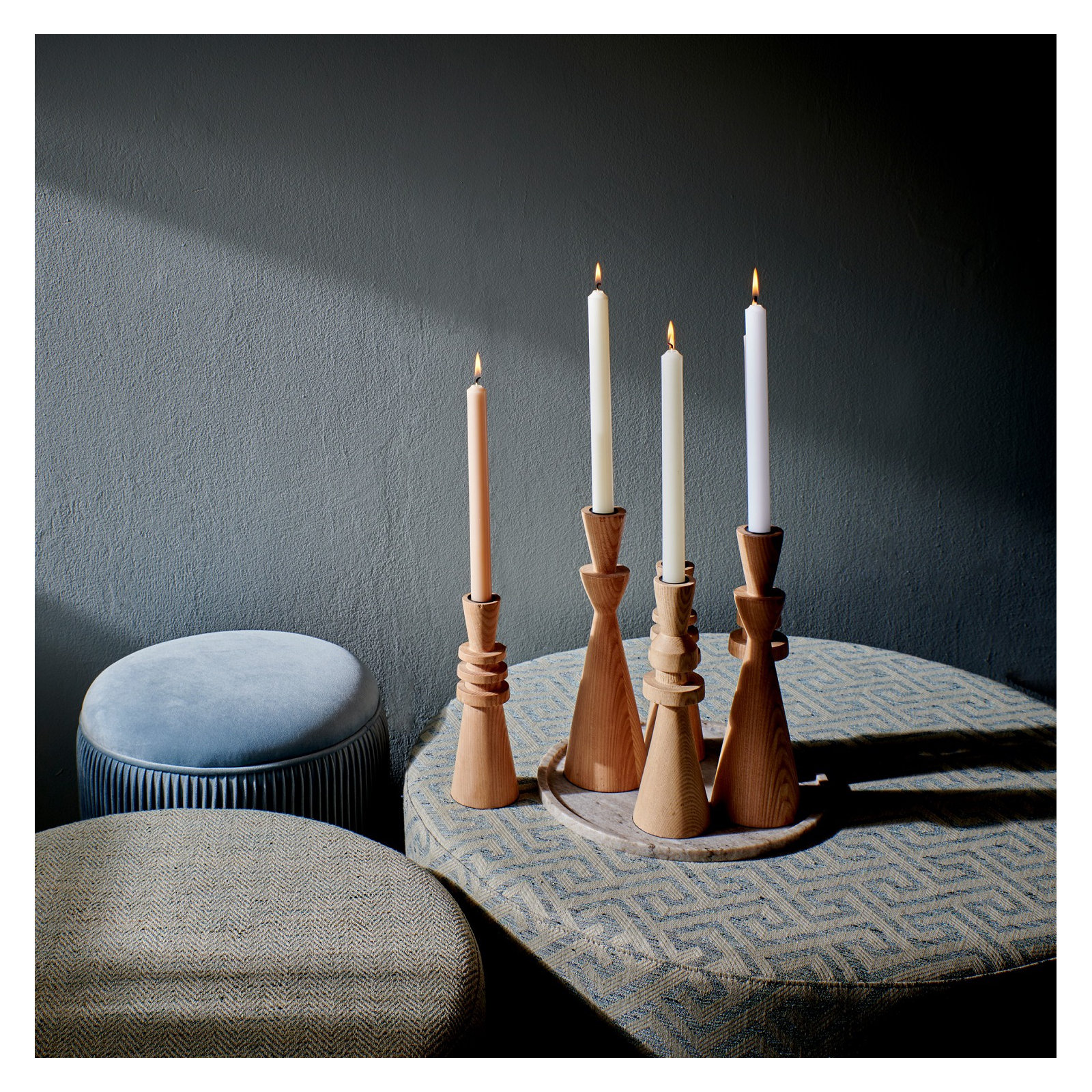 Celandine Candle Holder Ash Wood Natural Lg