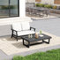 Shweta 2-Piece Conversation Set,Solid Teak Wood Loveseat And Coffee Table Set With Cushions